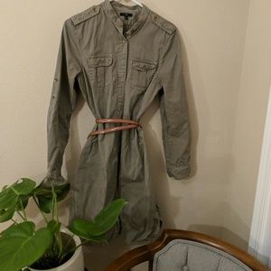 Military inspired button-down dress.